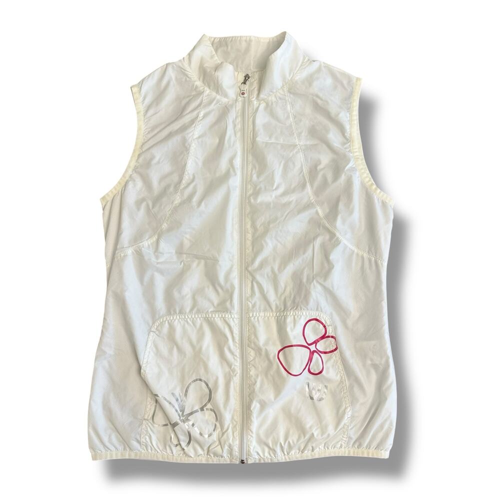 M.U SPORTS Tokyo Women’s 38 S White Lightweight Golf Vest Mesh‎ Butterfly Moose